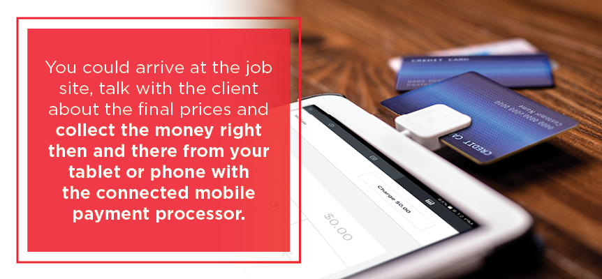 collect money from your tablet or phone connected to the processor